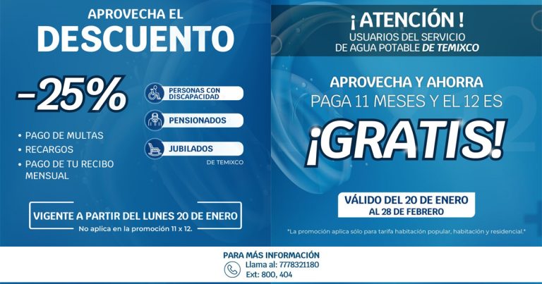 Anuncia SAPTEM campaña de descuentos y promociones para apoyar la economía de las familias en Temixco