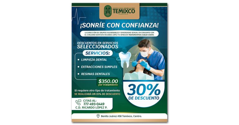 Lanza H. Ayuntamiento de Temixco campaña "Sonríe con Confianza" con servicios dentales a bajo costo