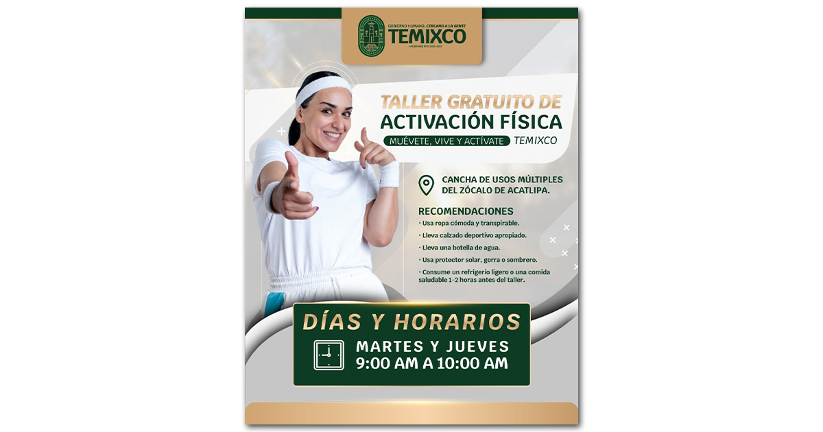 Lanza H. Ayuntamiento Taller Gratuito de Activación Física en el zócalo de Acatlipa